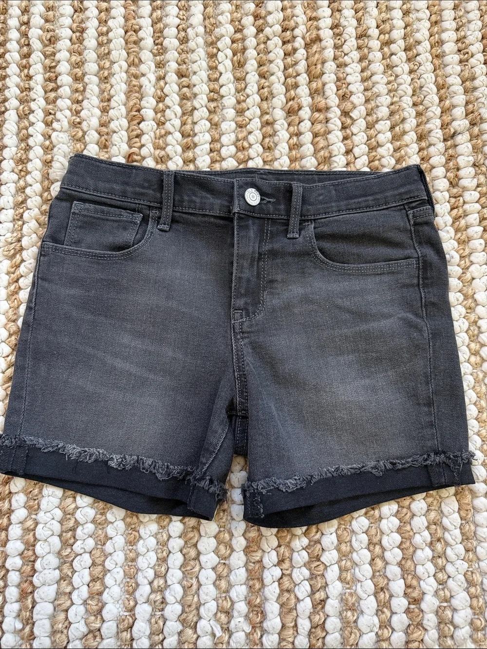 Old Navy Black Denim Frayed Hem Girls Shorts
